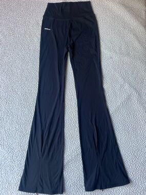 Secondleft High Waisted Flare Zip Yoga Leggings Pants Black Classic Size Small